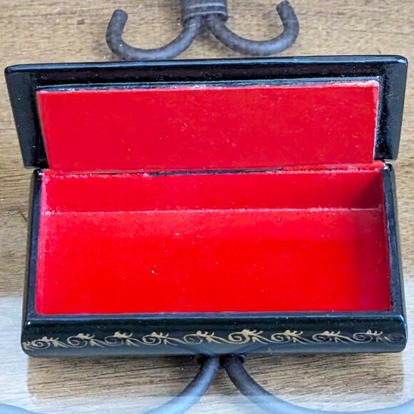 Vintage Russian USSR Signed PALEKH Палех "Troika" Lacquer Jewelry Trinket Box - Picture 9 of 10